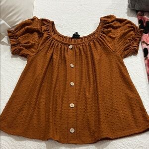 W5 Rust Button-Front Blouse